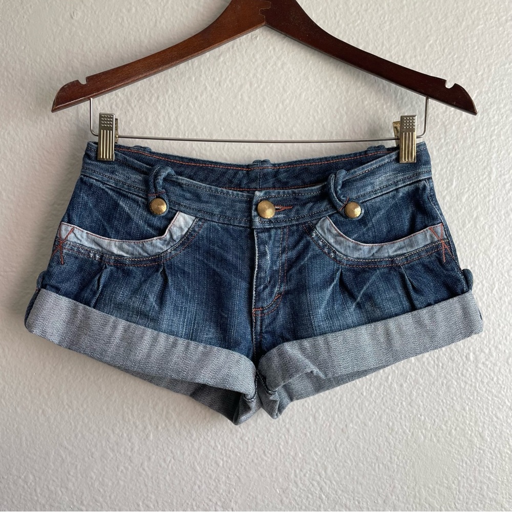Armani Exchange Low Waisted Denim Micro Mini Shorts